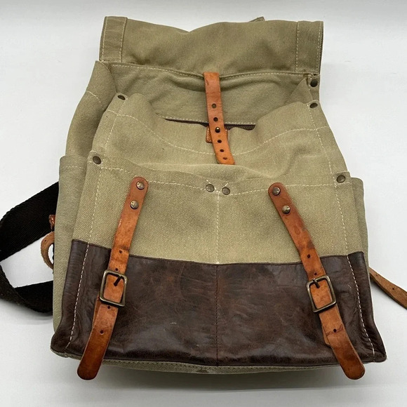 Will Leather Goods River Dome Rucksack Backpack Canvas Leather Multi Color - Picture 12 of 16